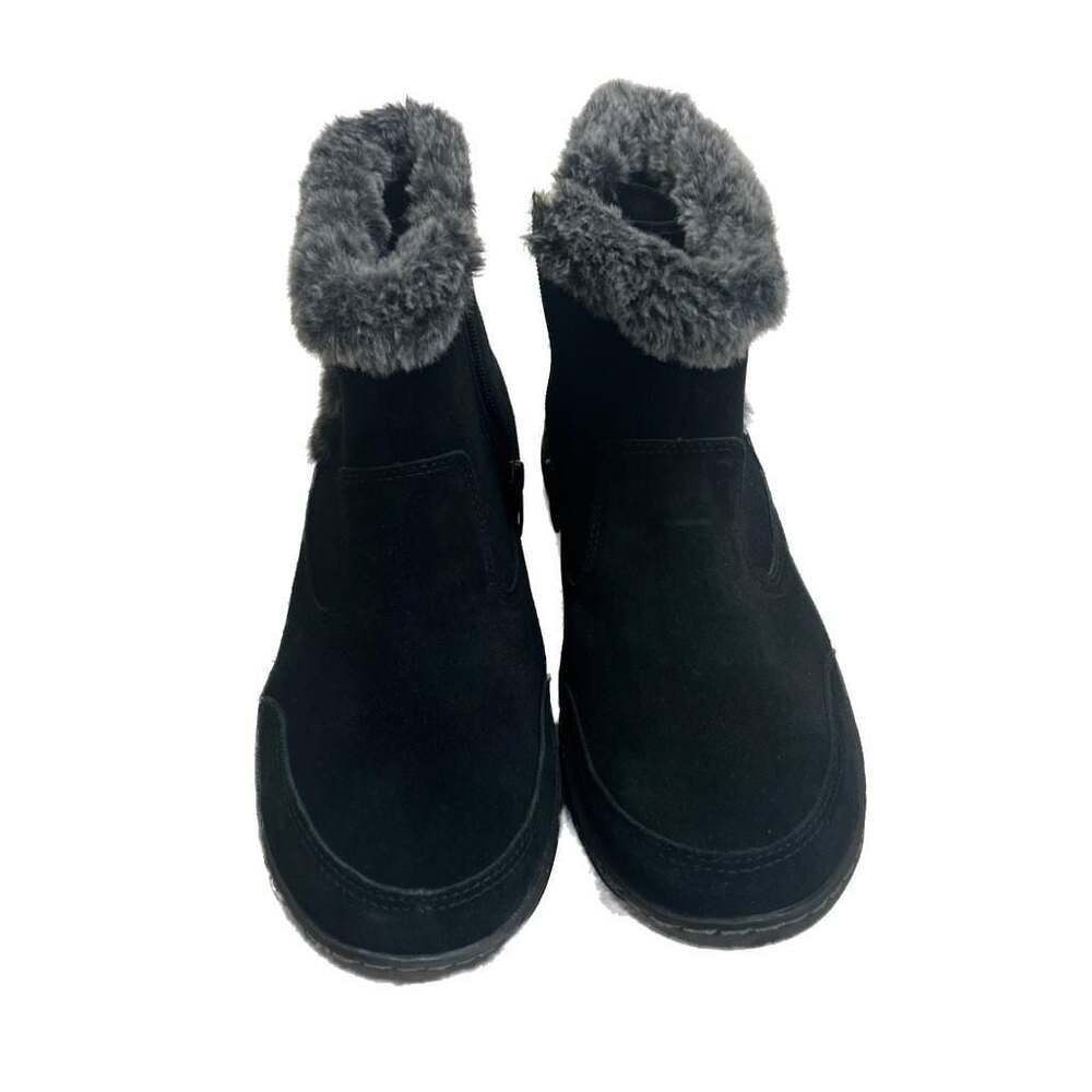 Khombu Women's Faux Fur Trimmed Black Suede Ankle Boots - Size 8.5 - Picture 12 of 12